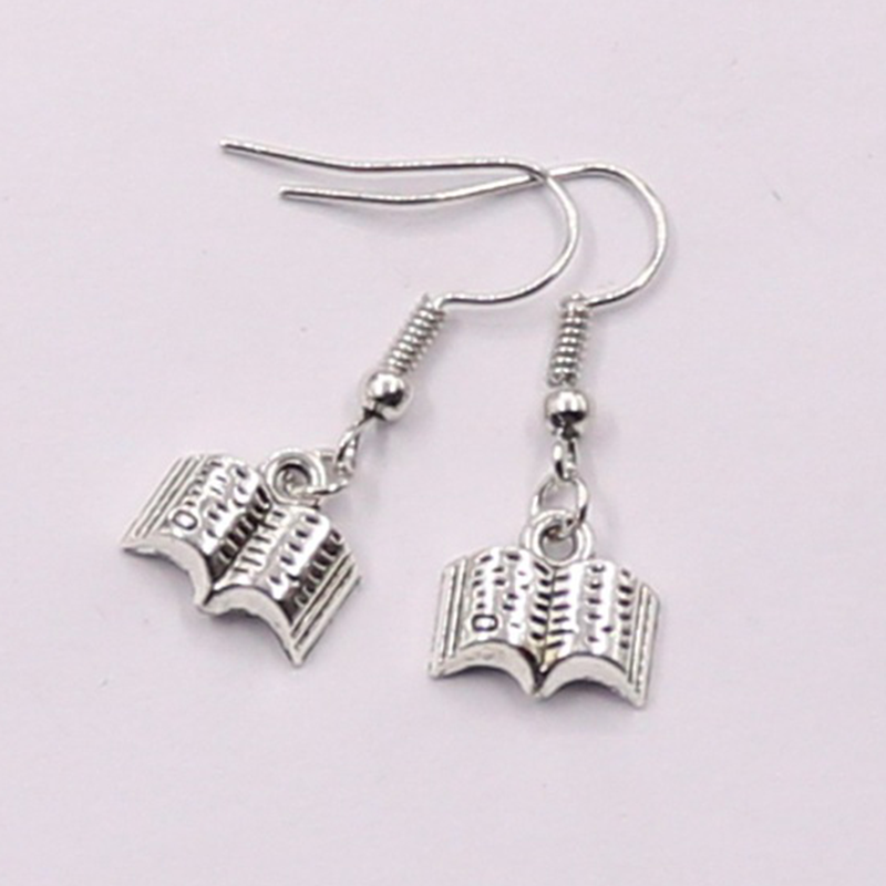 Books Silvery  Metal Earrings