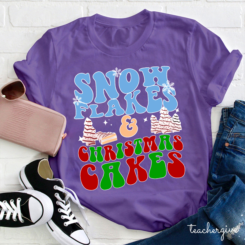 Snow Flakes And Christmas Cakes Teacher T-Shirt