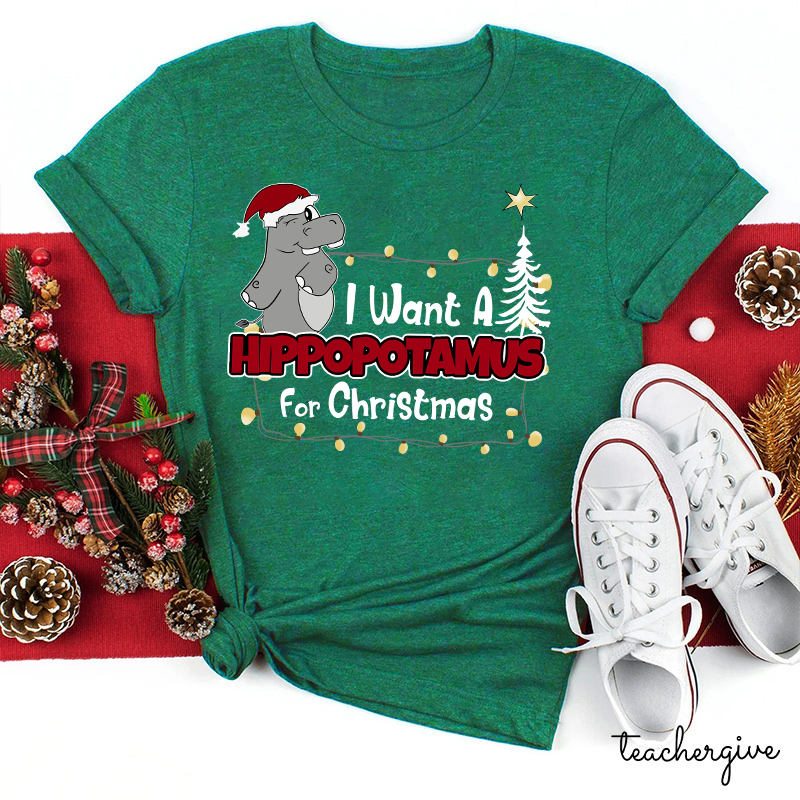 I Want A Hippopotamus For Christmas Teacher T-Shirt
