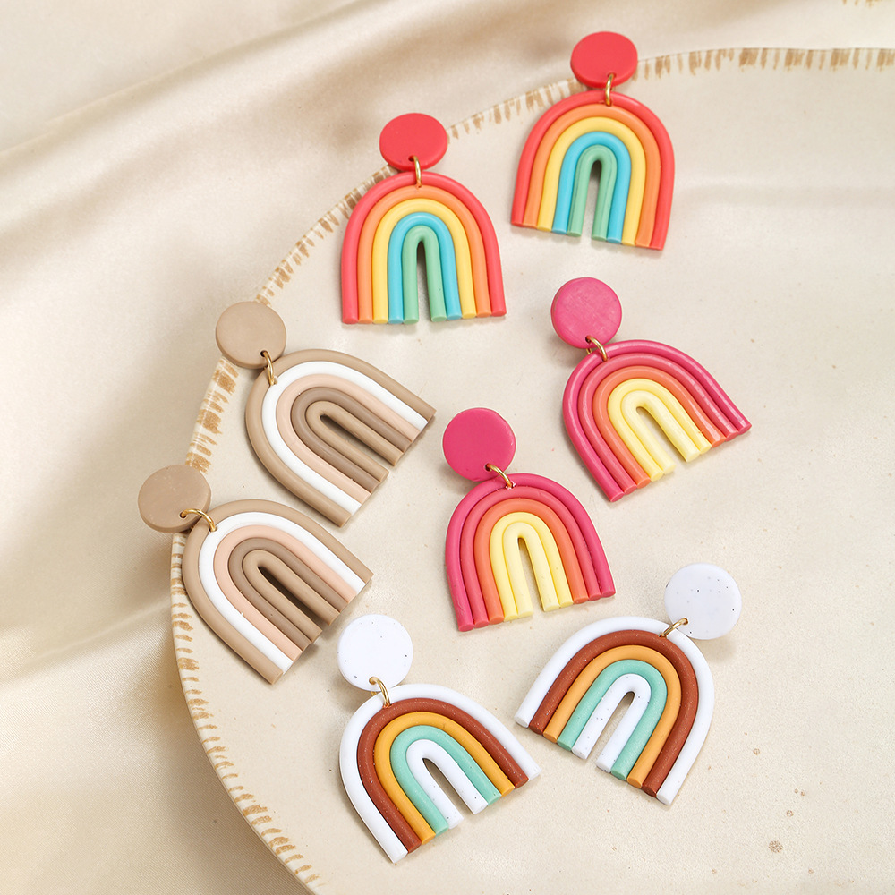 Clay Rainbow Fashion Earrings