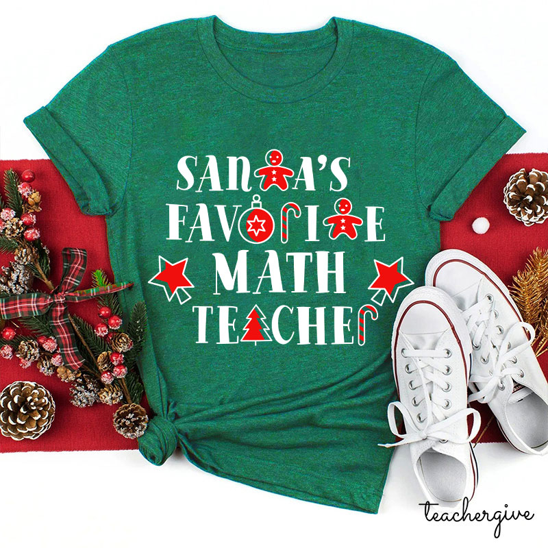 Santa's Favorite Math Teacher Loves Black And Red Teacher T-Shirt