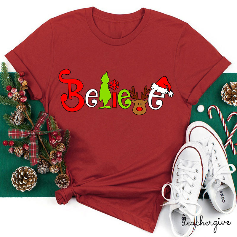 What A Merry Winter Believe Teacher T-Shirt