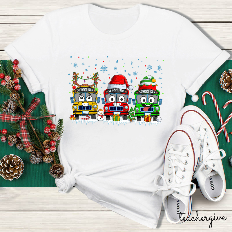 School Bus And Presents Teacher T-Shirt