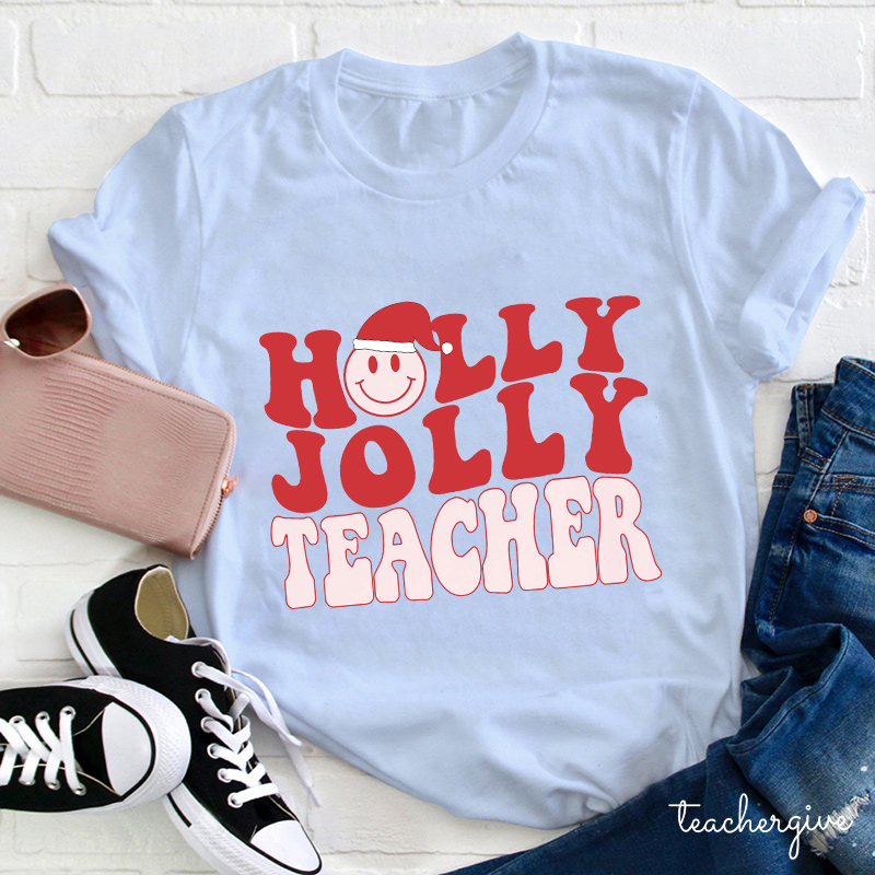 Holly Jolly Pink Teacher T-Shirt