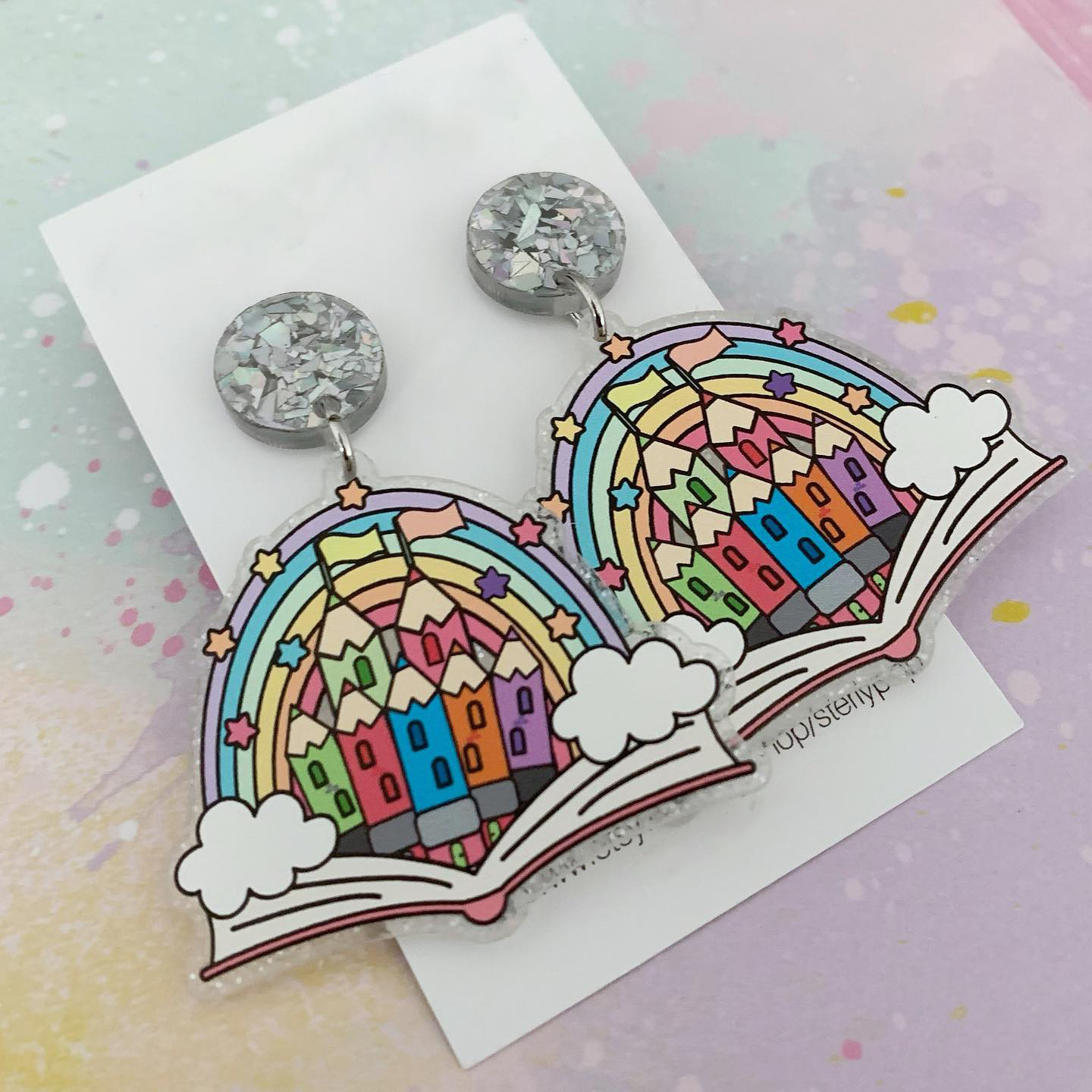 Rainbow Books Color Frosted Fashion Earrings