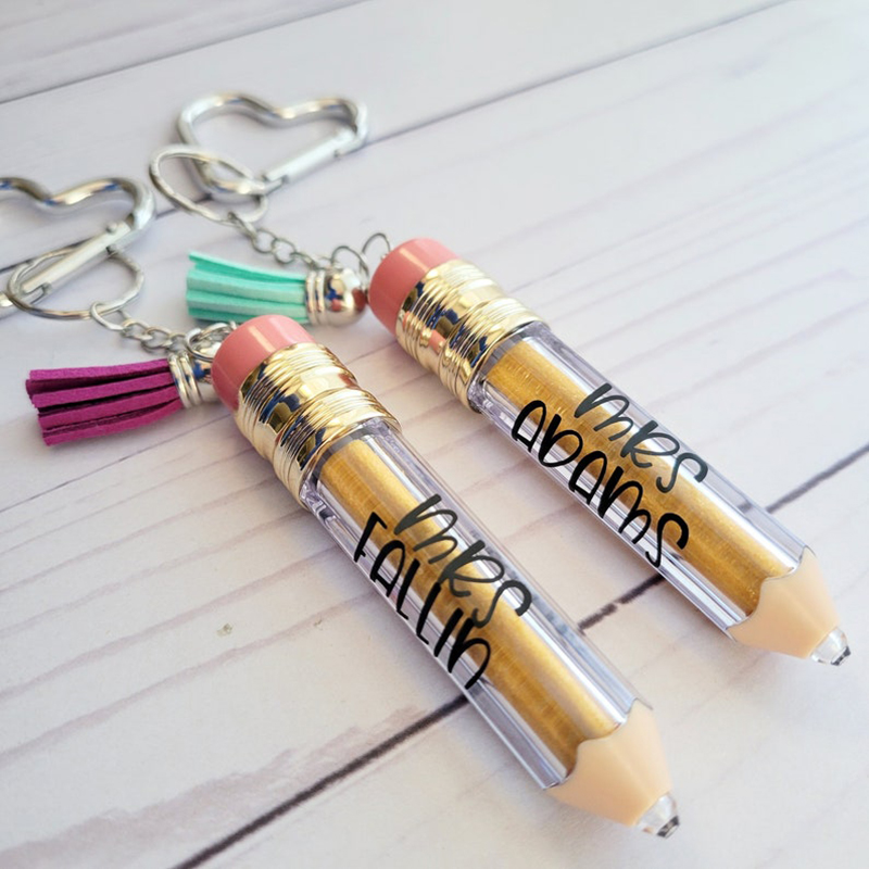 Personalized Teacher Name Acrylic Pencil Keychain （Free Tassel）