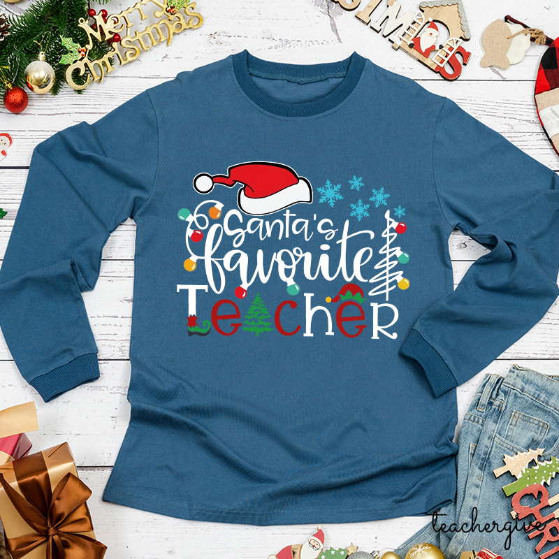 Santa's Favorite Teacher Long Sleeve T-Shirt