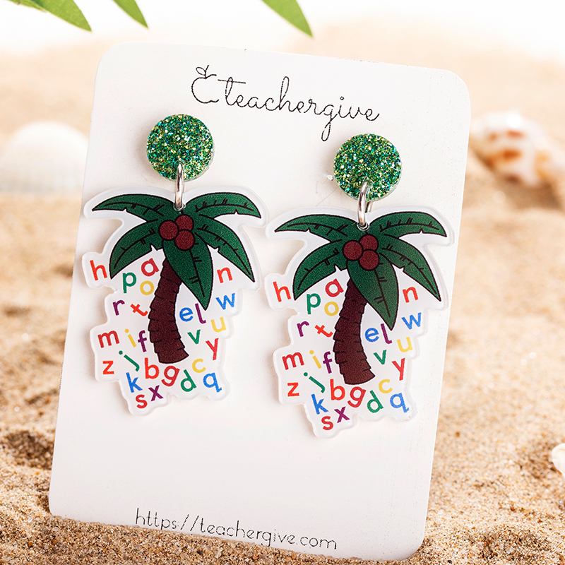 Coconut Tree Letter  Acrylic  Earrings
