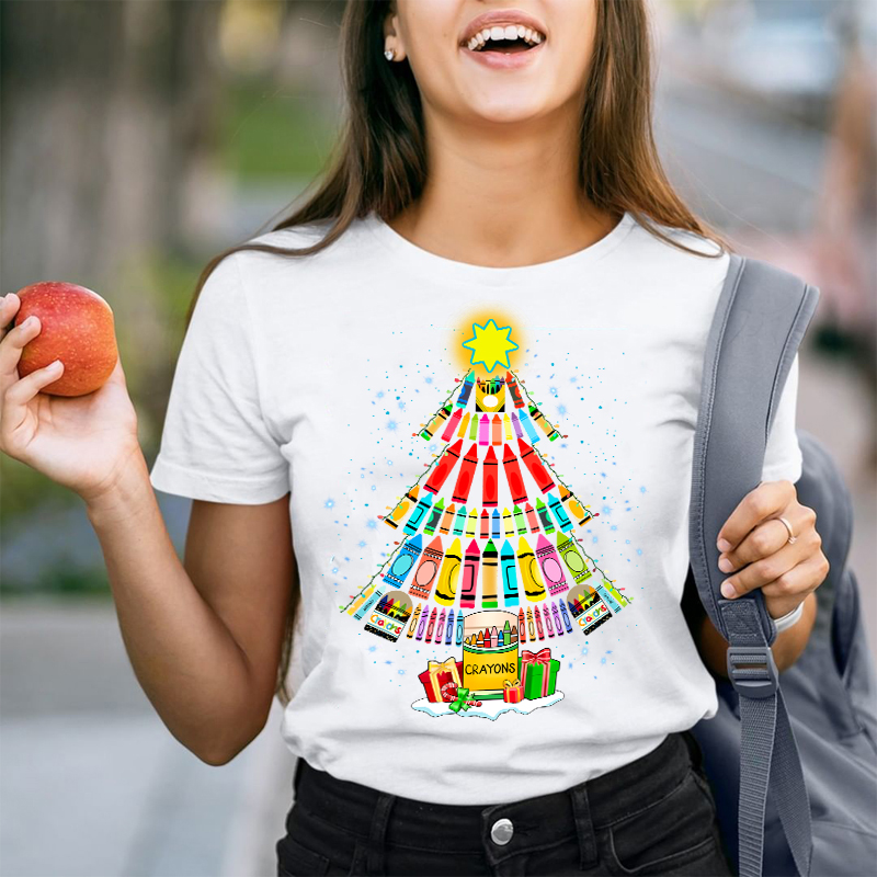 Come And Paint A Christmas Tree With Me Teacher T-Shirt
