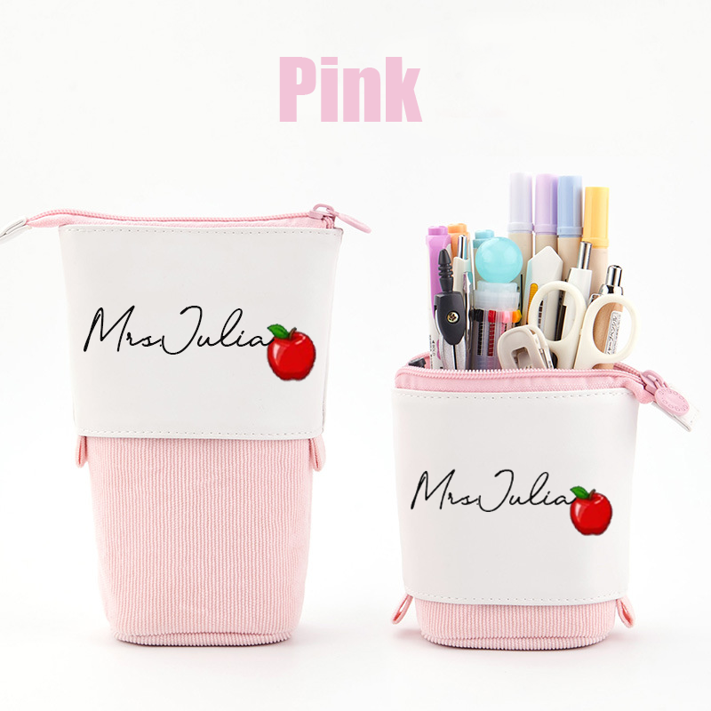 Personalized Candy Colors Stretchable Corduroy Apple Pencil Case