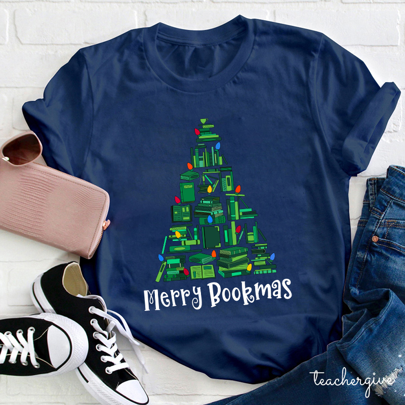 Turn The Light On Merry Bookmas Teacher T-Shirt