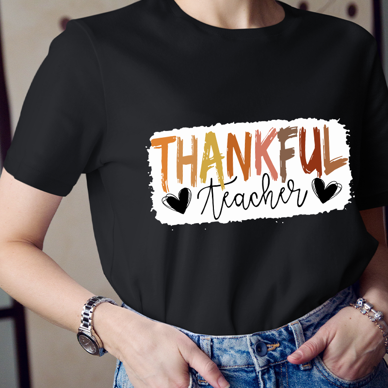 Thankful Teacher Teach With Love Teacher T-Shirt