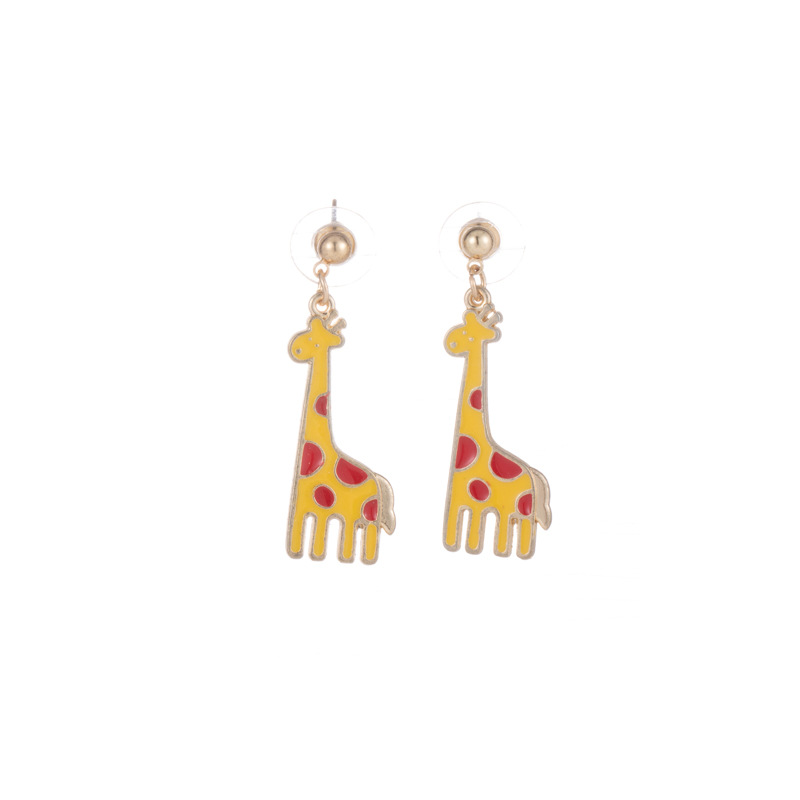 Cartoon Yellow Giraffe Metal Earrings