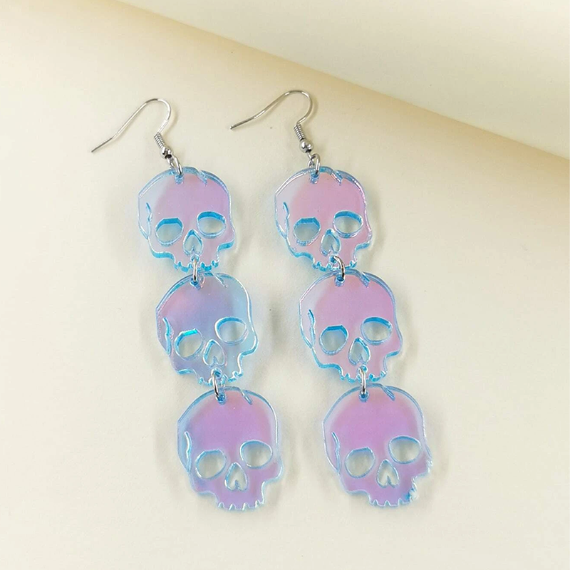 Iridescent Skulls Acrylic Earrings