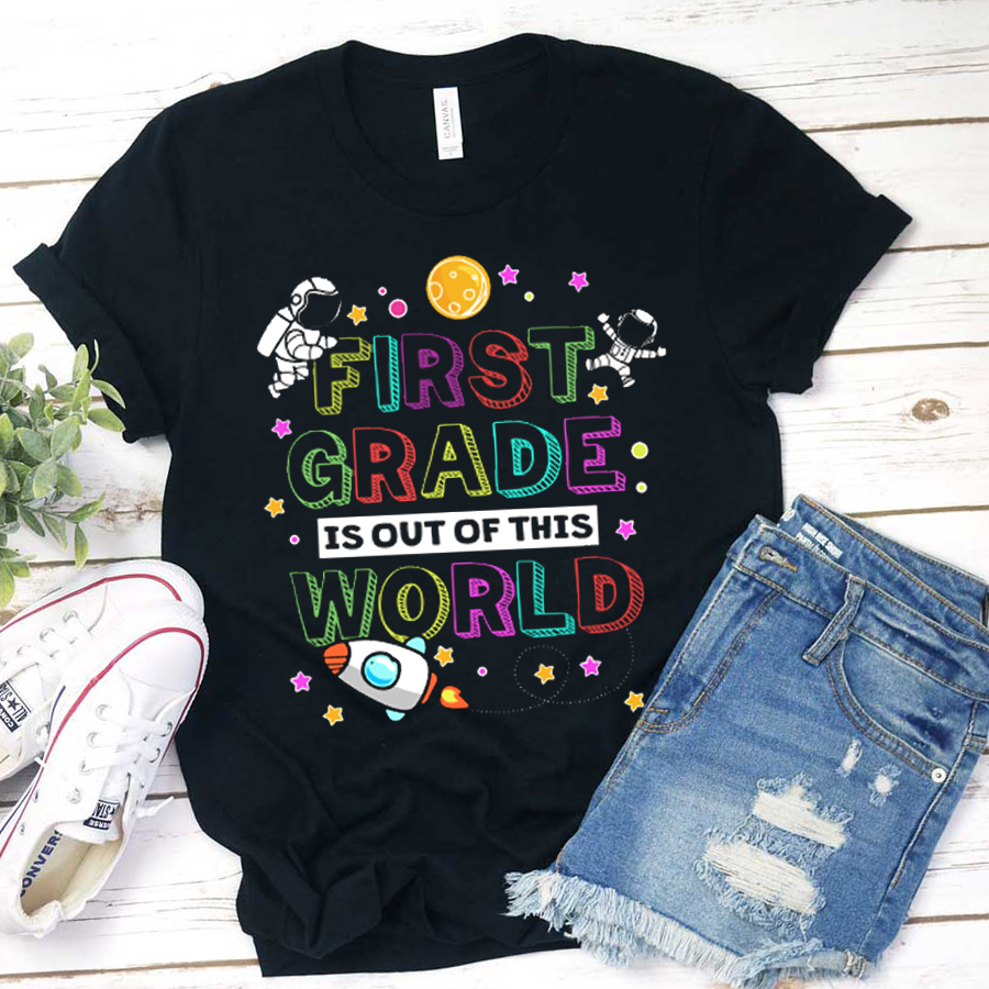 Personalized Cartoon First Grade Is Out Of This World  T-Shirt