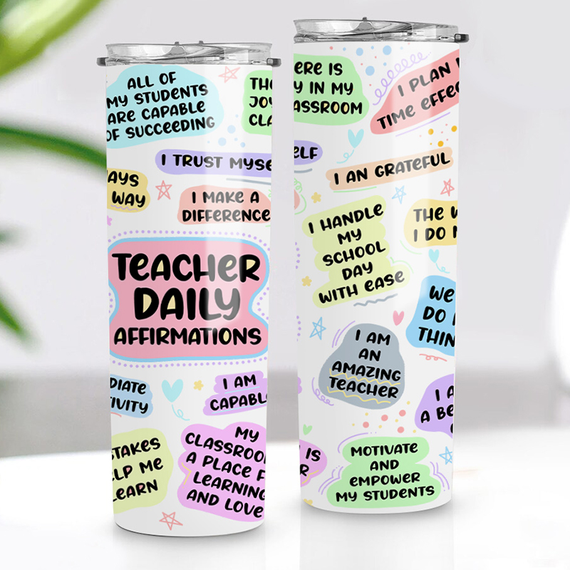 Colorful Teacher Daily Affirmations Teacher Tumbler