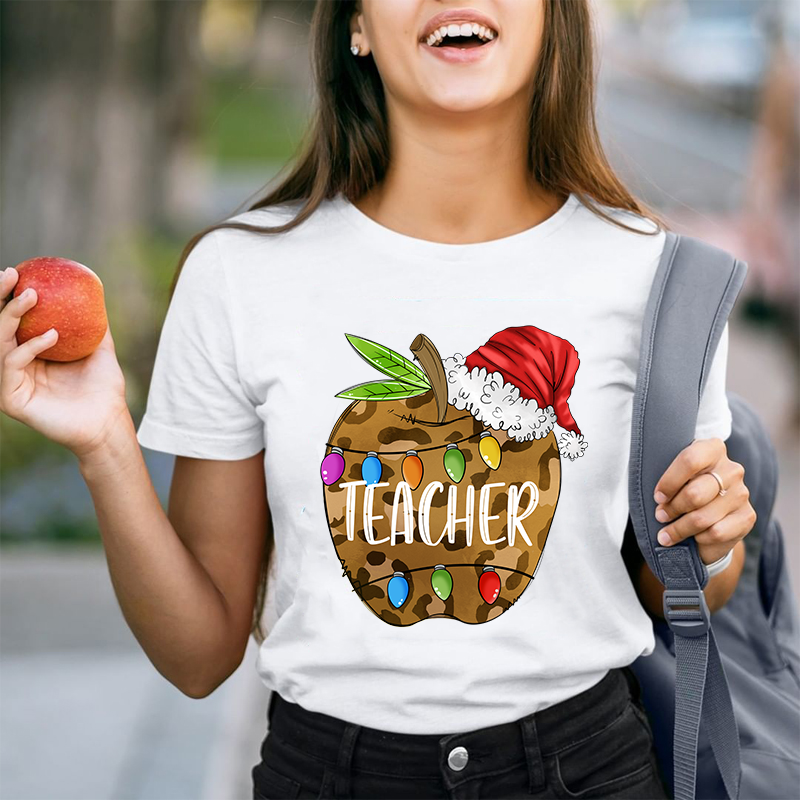 Christmas Apple Teacher T-Shirt