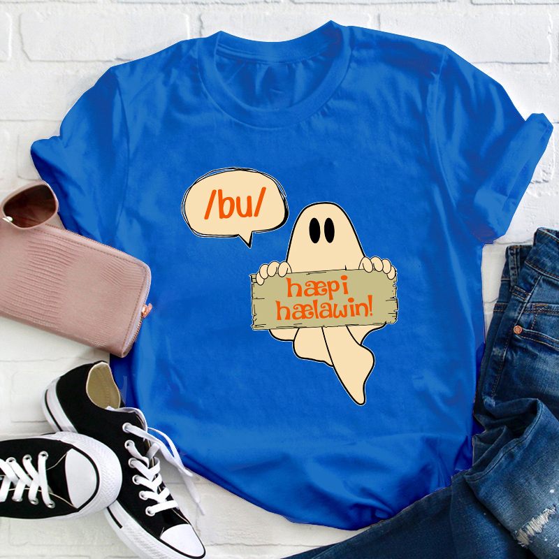 Boo Happy Halloween Teacher T-Shirt