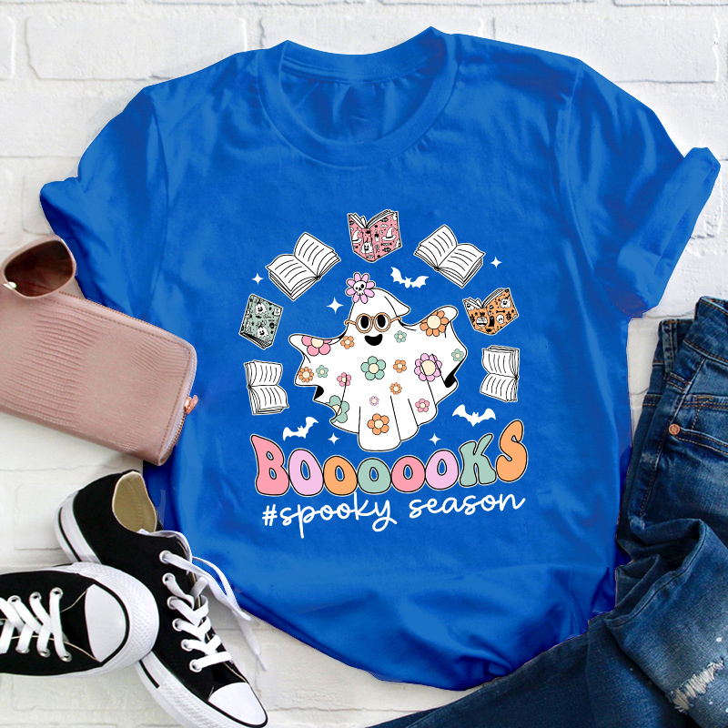Boooooks Spooky Season Teacher T-Shirt