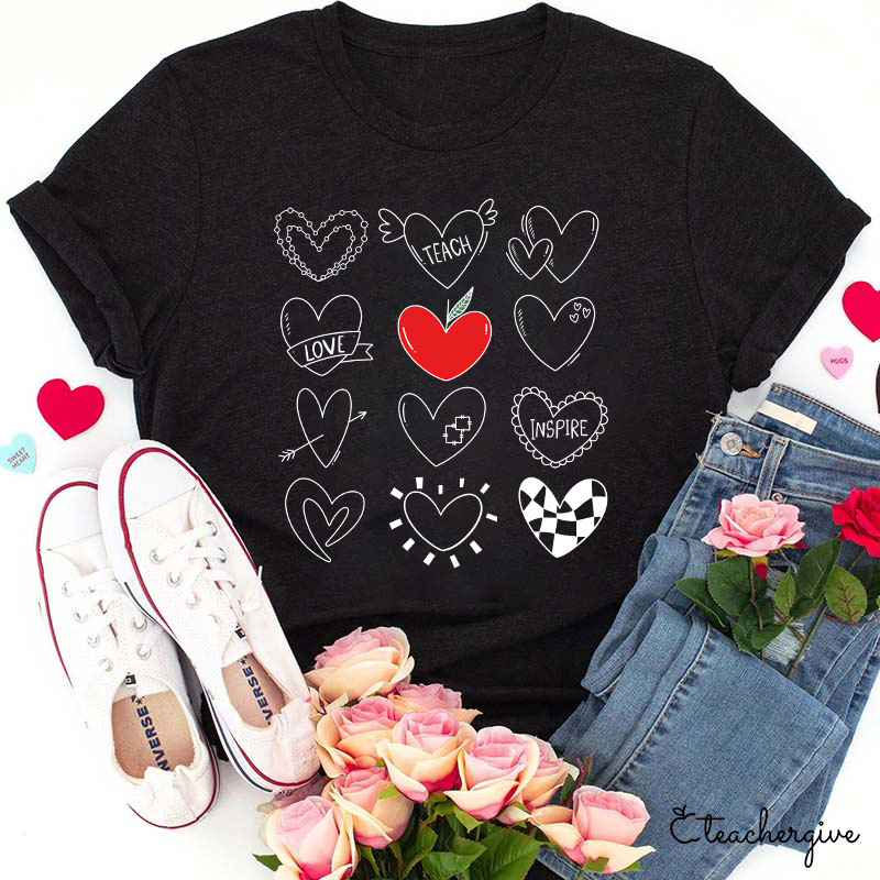 Teach Love Inspire Heart Collection Teacher T-Shirt