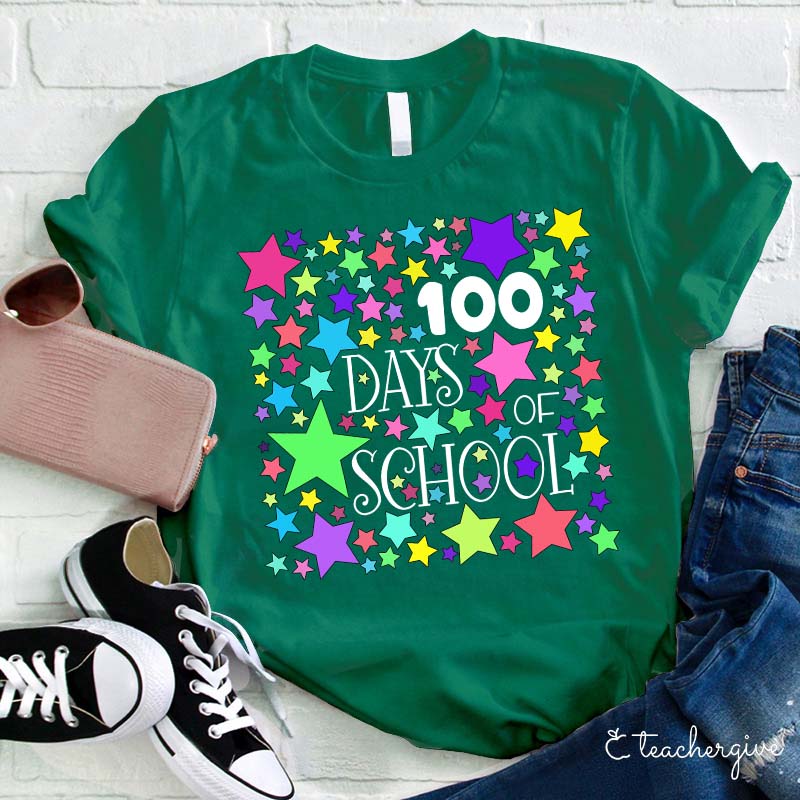 Stars 100 Days Of School Teacher T-Shirt