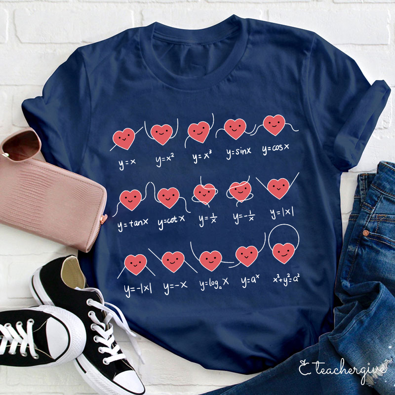 Cute Hearts Doing Math Teacher T-Shirt