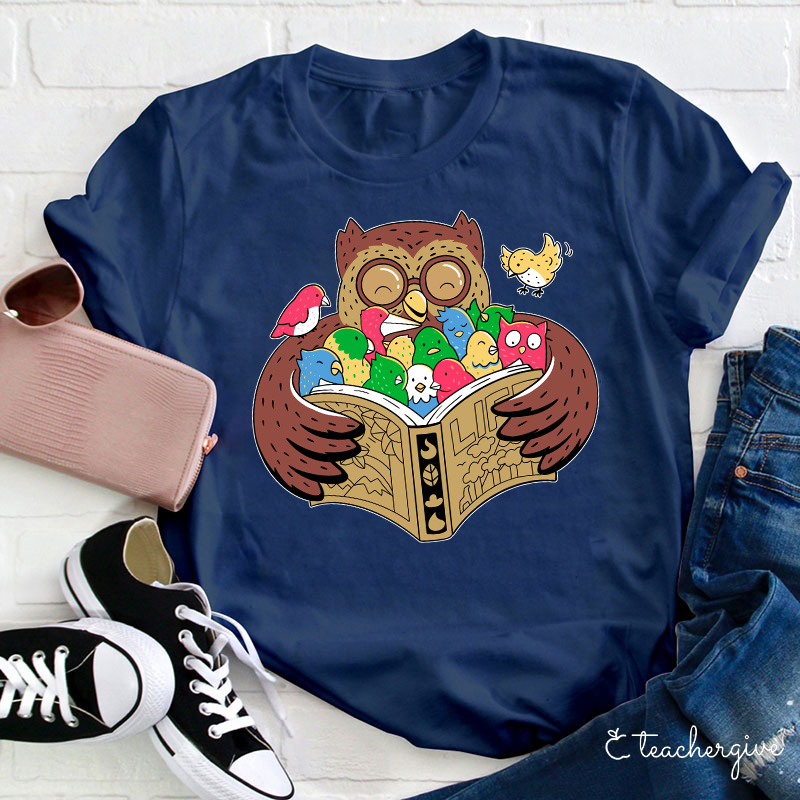 Owl Reading Education For All Teacher T-Shirt