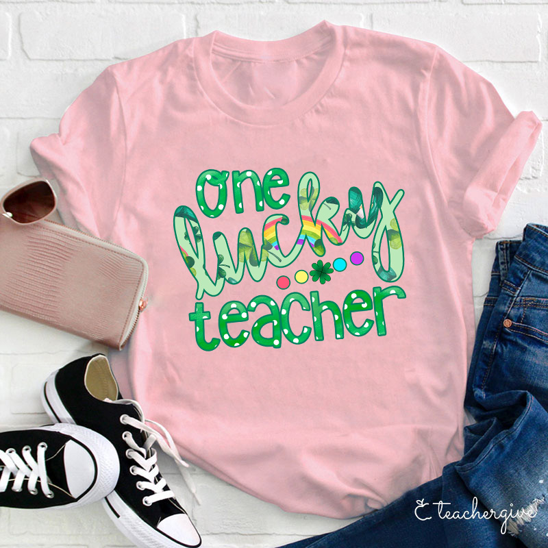 One Rainbow Color Lucky Teacher T-Shirt
