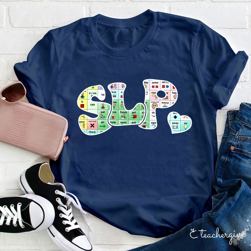 SLP Puzzle Small Heart Teacher T-Shirt