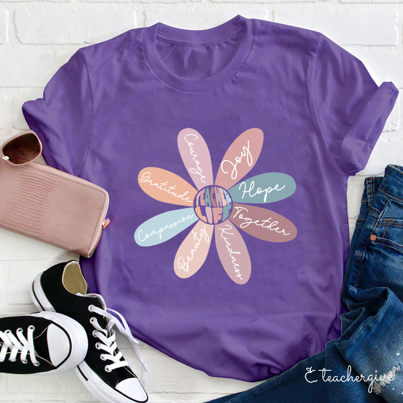 Life Is Good Letter Flower T-Shirt