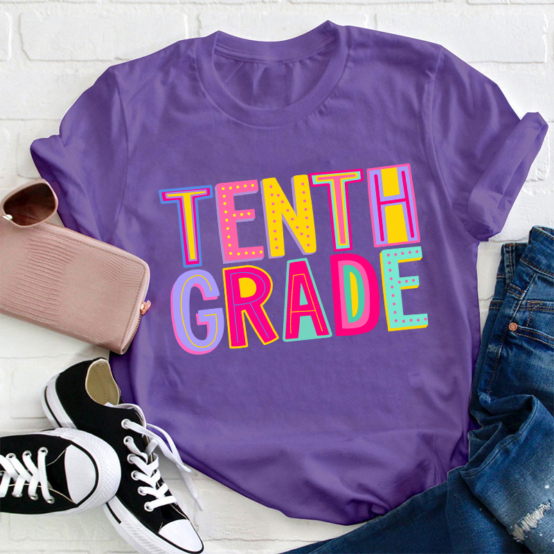 Personalized Grade Macaron Color Teacher T-Shirt