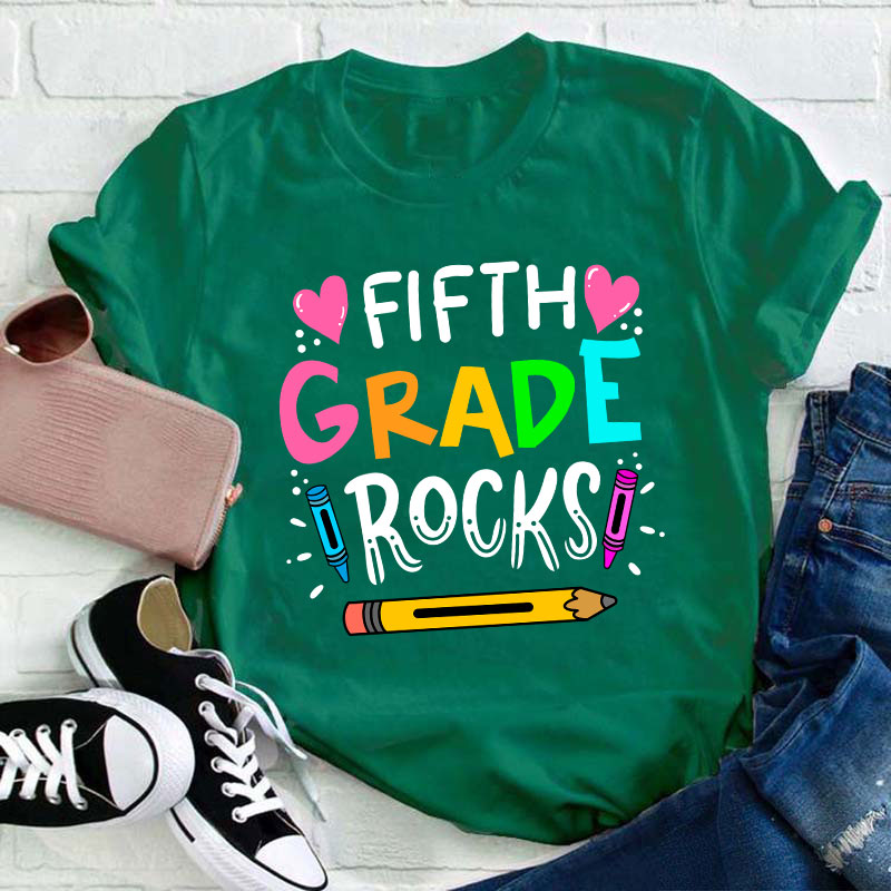 Personalized Grade Rocks Teacher T-Shirt