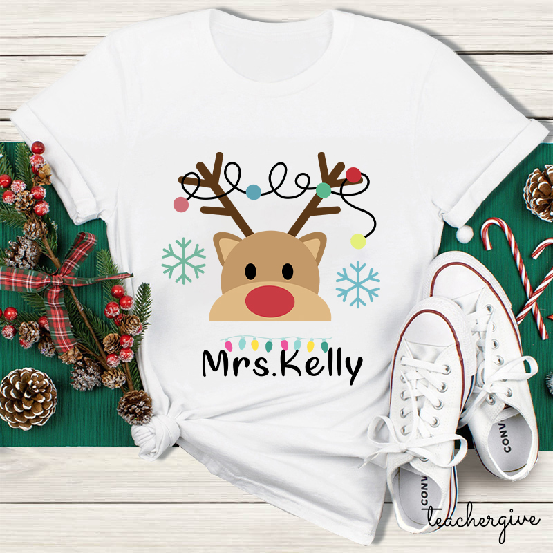 Personalized Merry Christmas Teacher T-Shirt