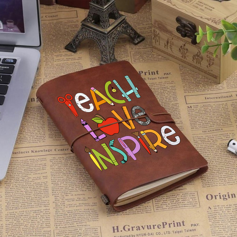 Teach Love Inspire Teacher Faux Leather Notebook