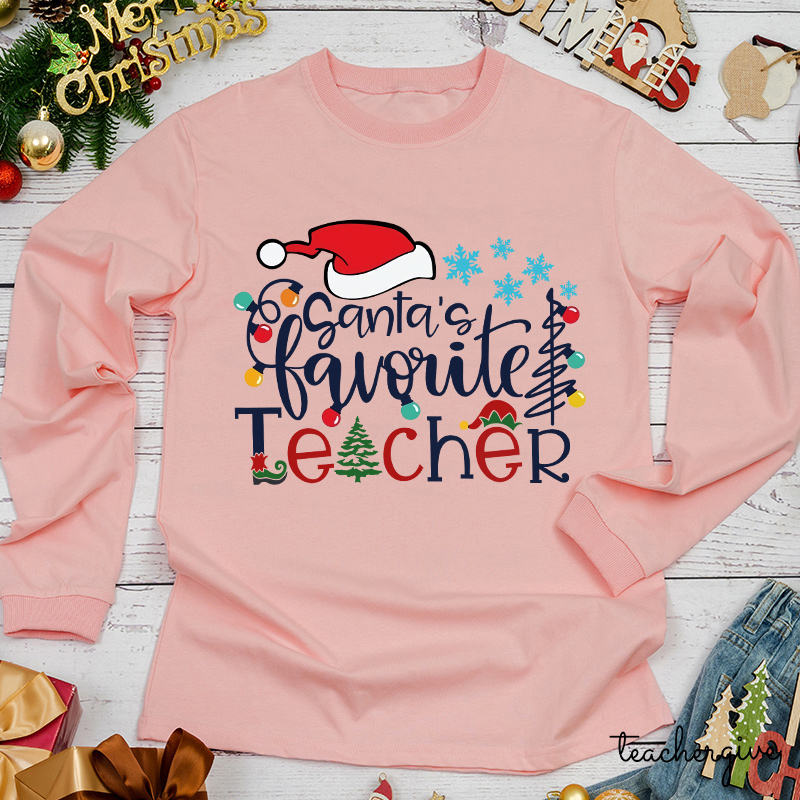 Santa's Favorite Teacher Long Sleeve T-Shirt