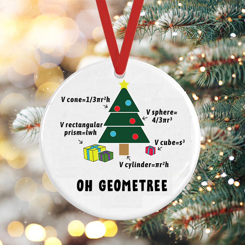 Oh Geometree Teacher Ceramic Christmas Ornament