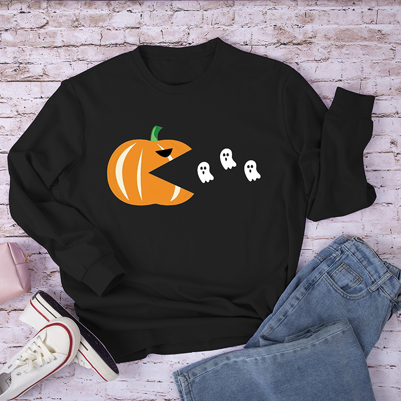 The Pumpkin Is Eating Ghosts Long Sleeve T-Shirt