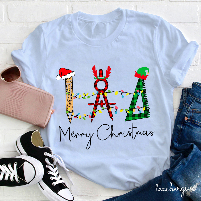 I Love Math And Merry Christmas Teacher T-Shirt