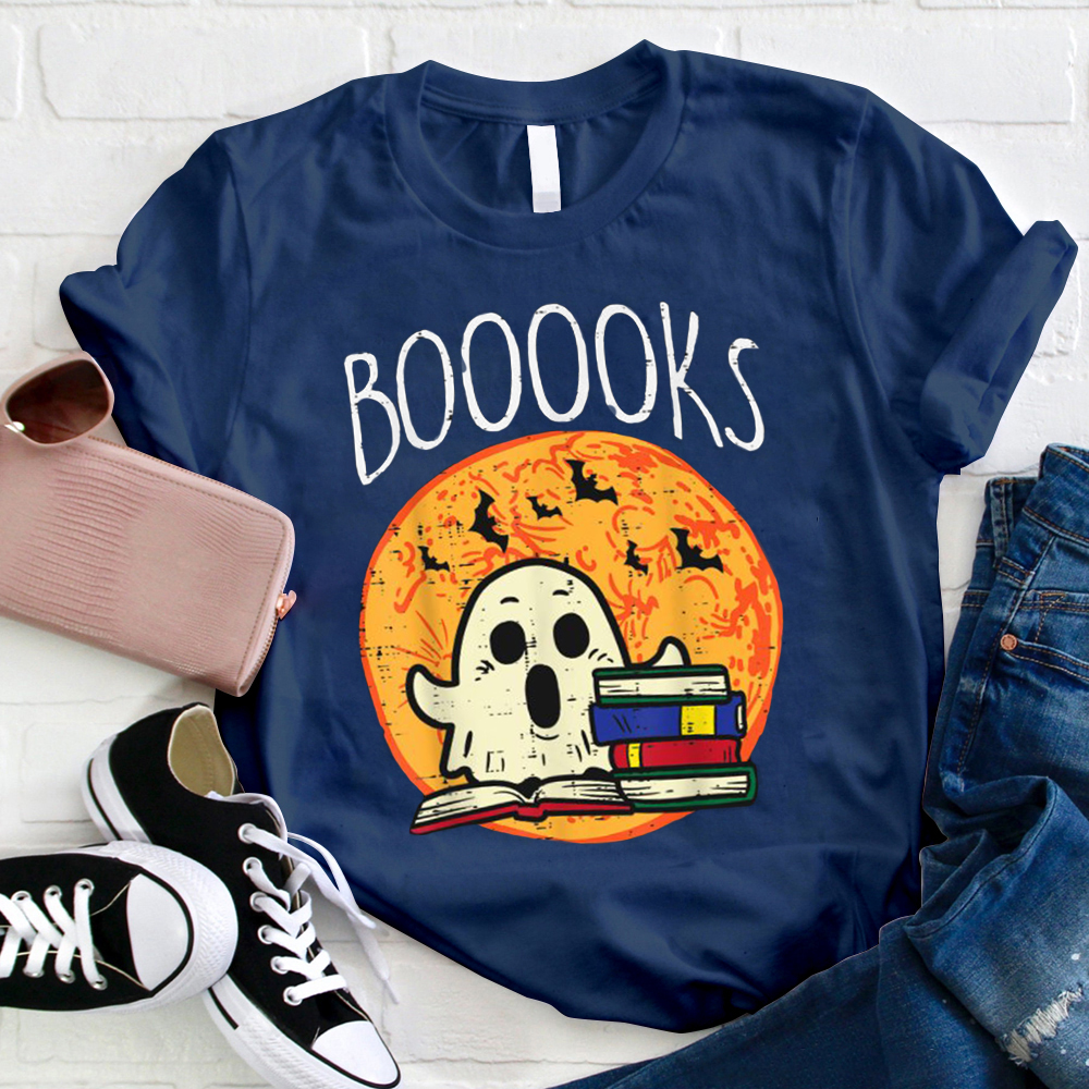 Booooks Ghost Reading Teacher T-Shirt