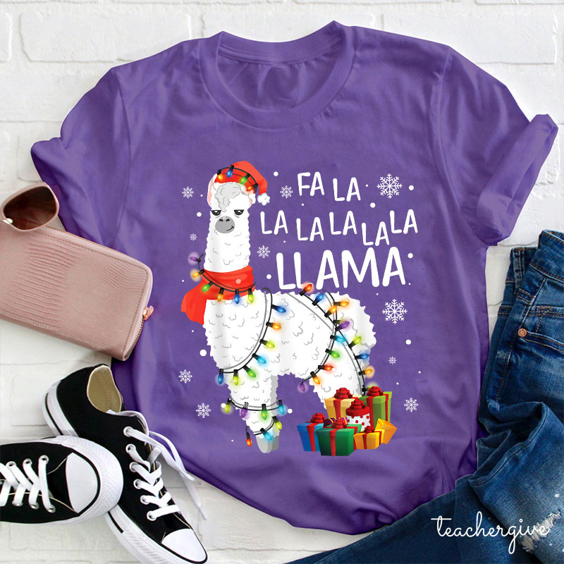 Fa La La La La La La Llama Teacher T-Shirt
