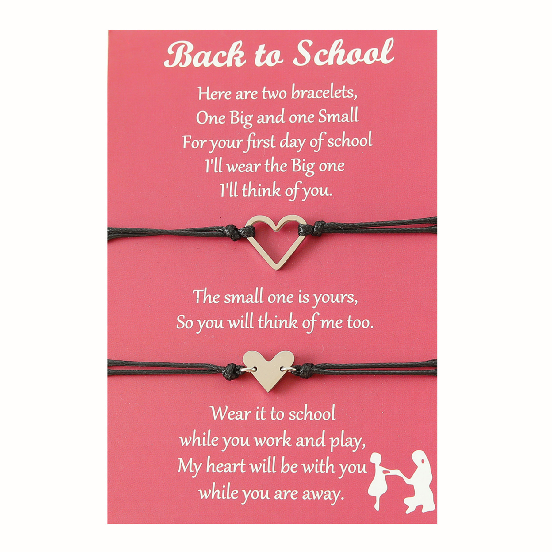 First Day Of School Two Hearts  Bracelets