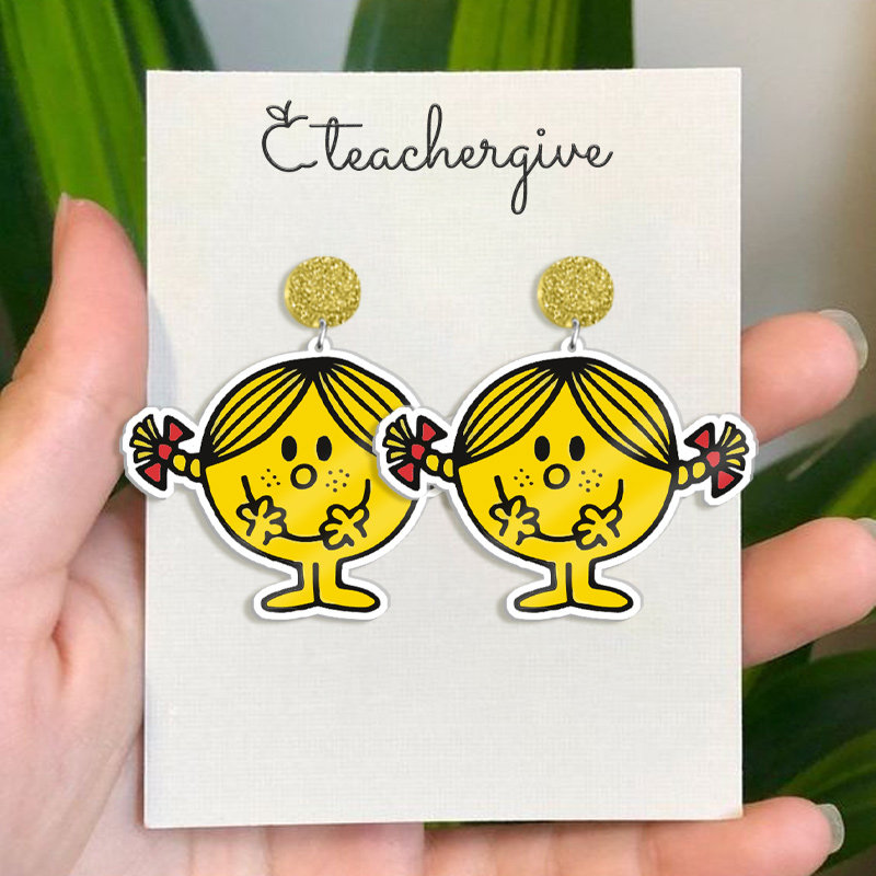 Cute Little Girl Yellow Acrylic EarringsTeachergive