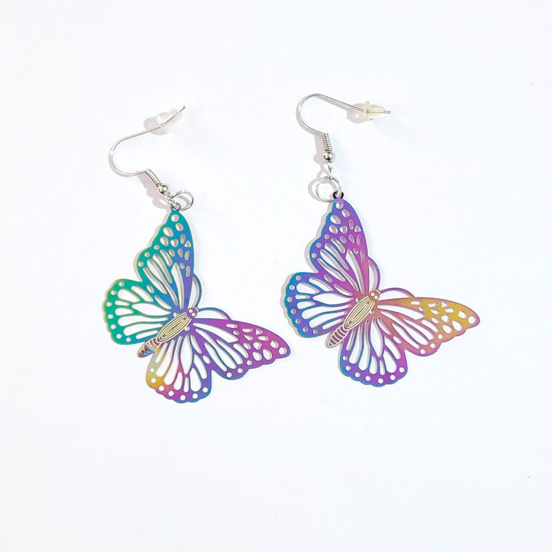 Colorful Laser Butterfly Metal Earrings