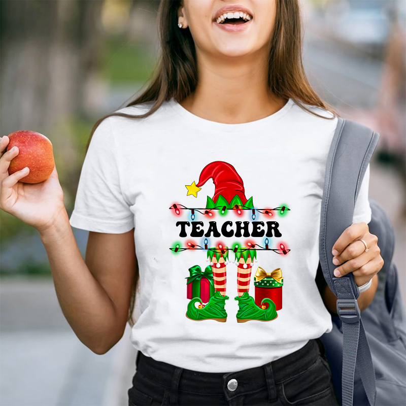 Teacher Elf Christmas Life Teacher T-Shirt