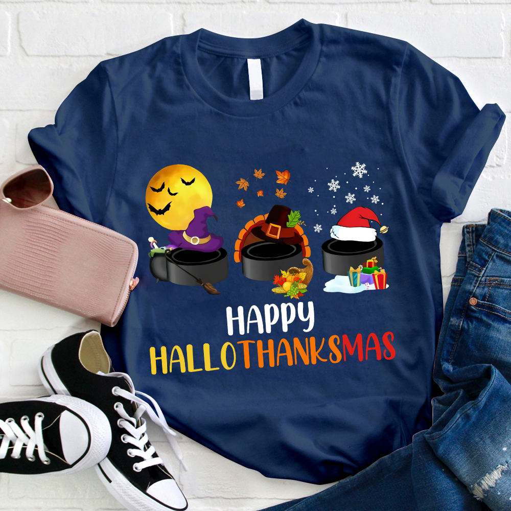 Hats Wish You Happy Hallothanksmas Teacher T-Shirt