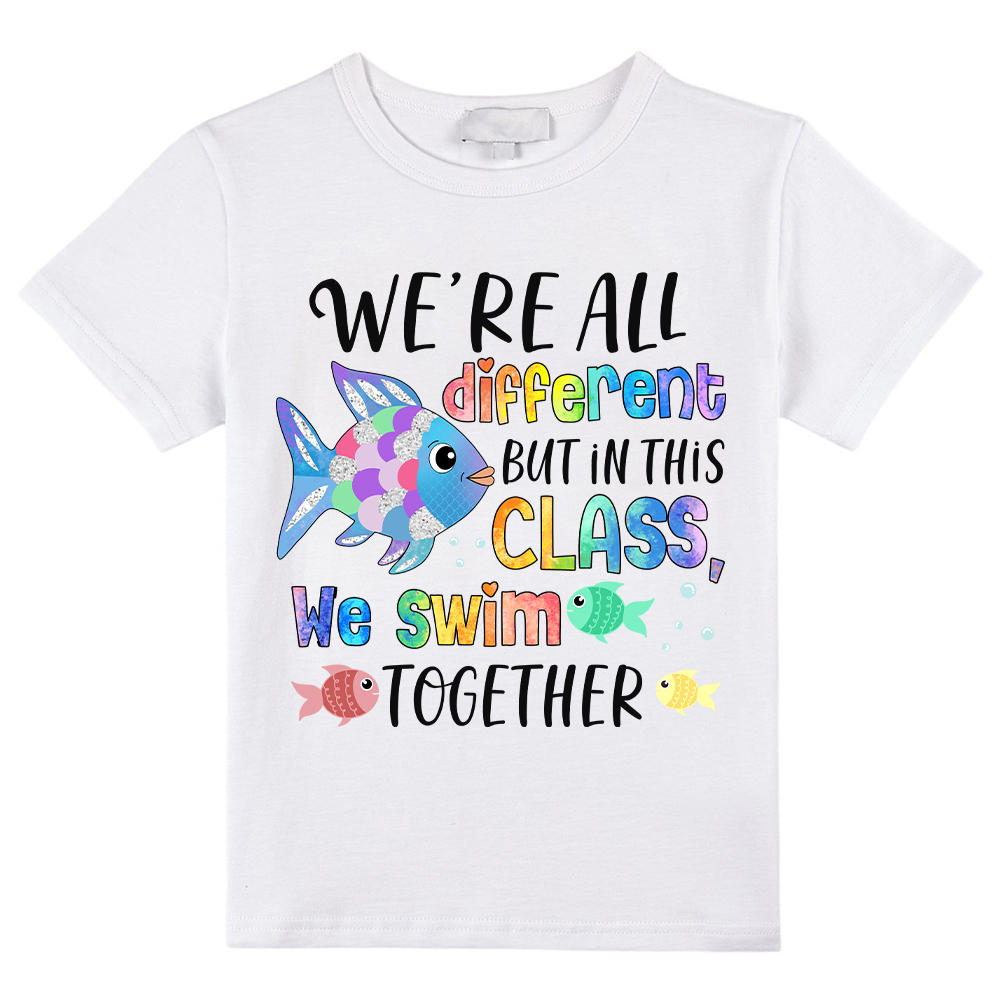 We're All Different but In This Class We Swim Together Kids T-Shirt