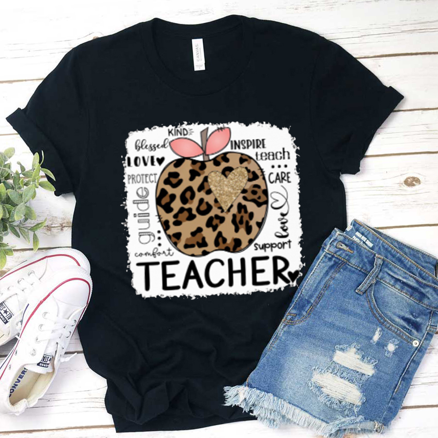 Leopard Apple Teacher T-Shirt