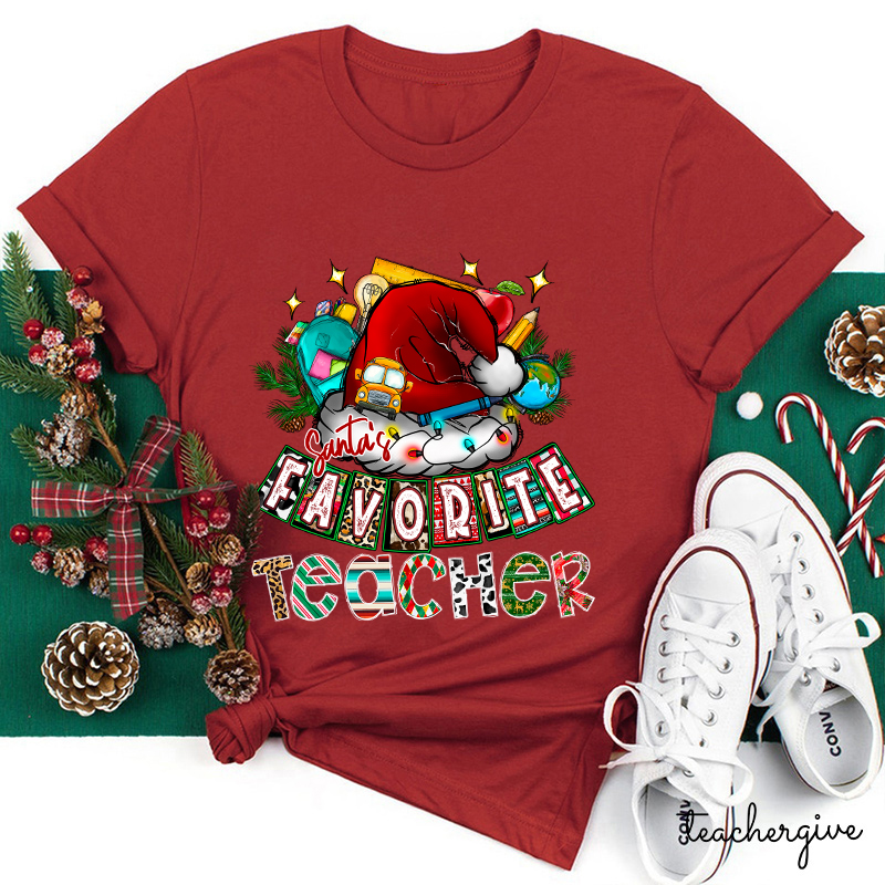 HO HO HO Santa's Favorite Teacher Teacher T-Shirt