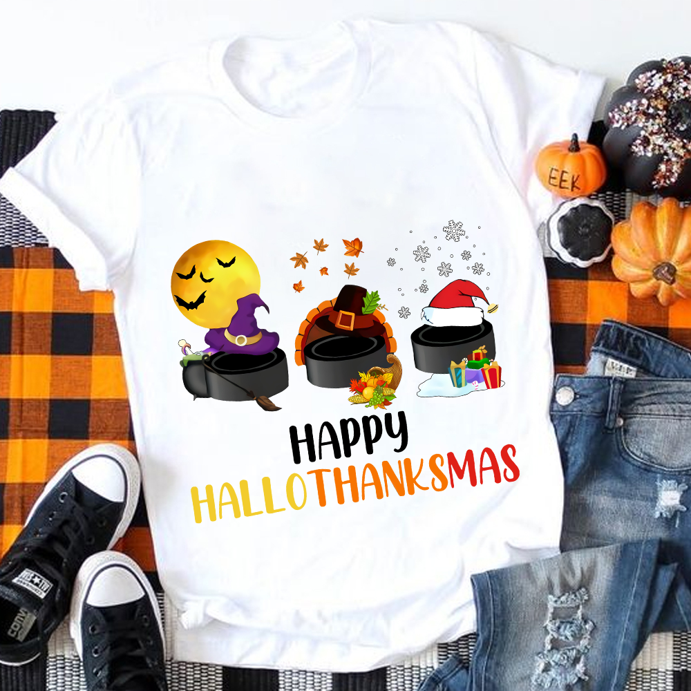 Hats Wish You Happy Hallothanksmas Teacher T-Shirt