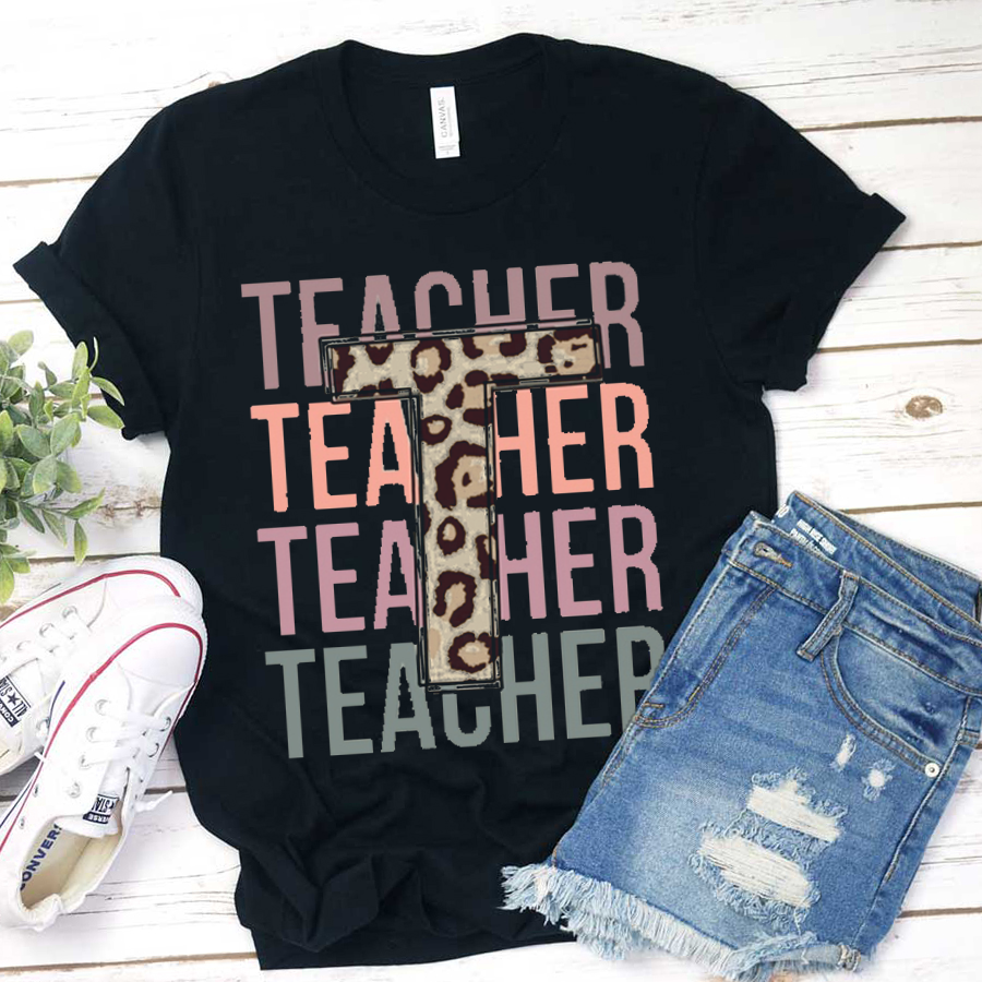 Teacher Teacher Teacher T Leopard Print  T-Shirt